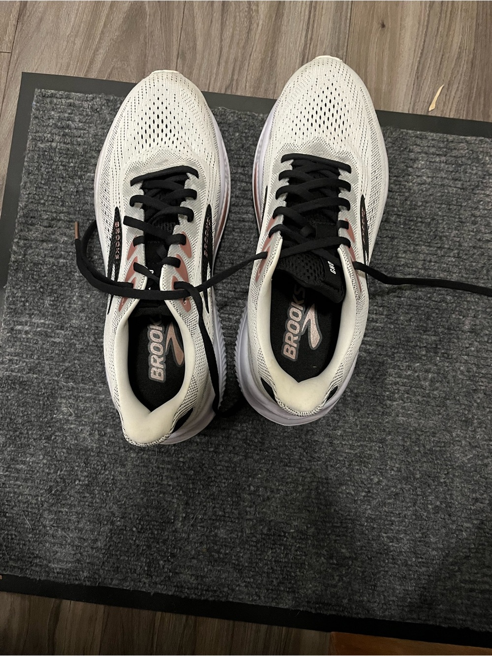 Brooks Women's Neutral Running Shoe in White, Black and Rose Gold